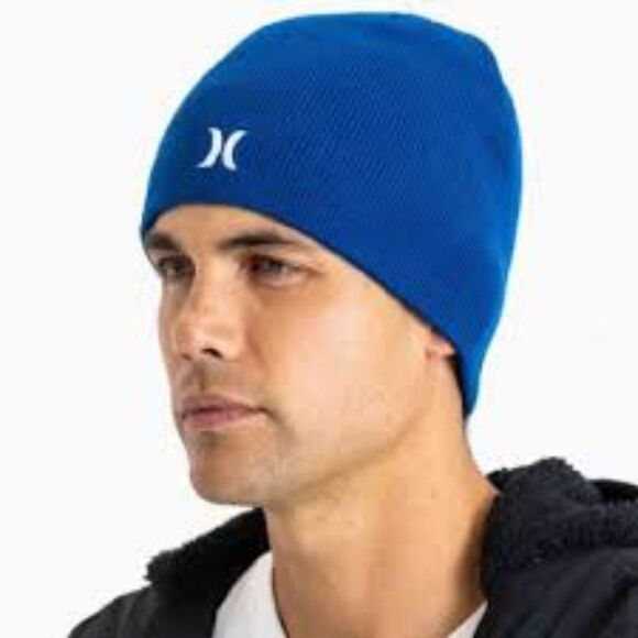 MEN HURLEY Cobalt Blue Icon Staple Knit Beanie NWT - Picture 1 of 6